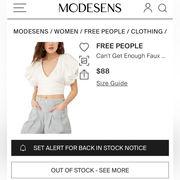 Free People Can't Get Enough Wrap Top in Ivory, Small, EUC - Picture 5 of 14